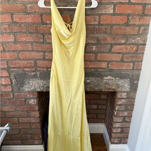 Peppermayo Pale Yellow Cowl Back Maxi Dress